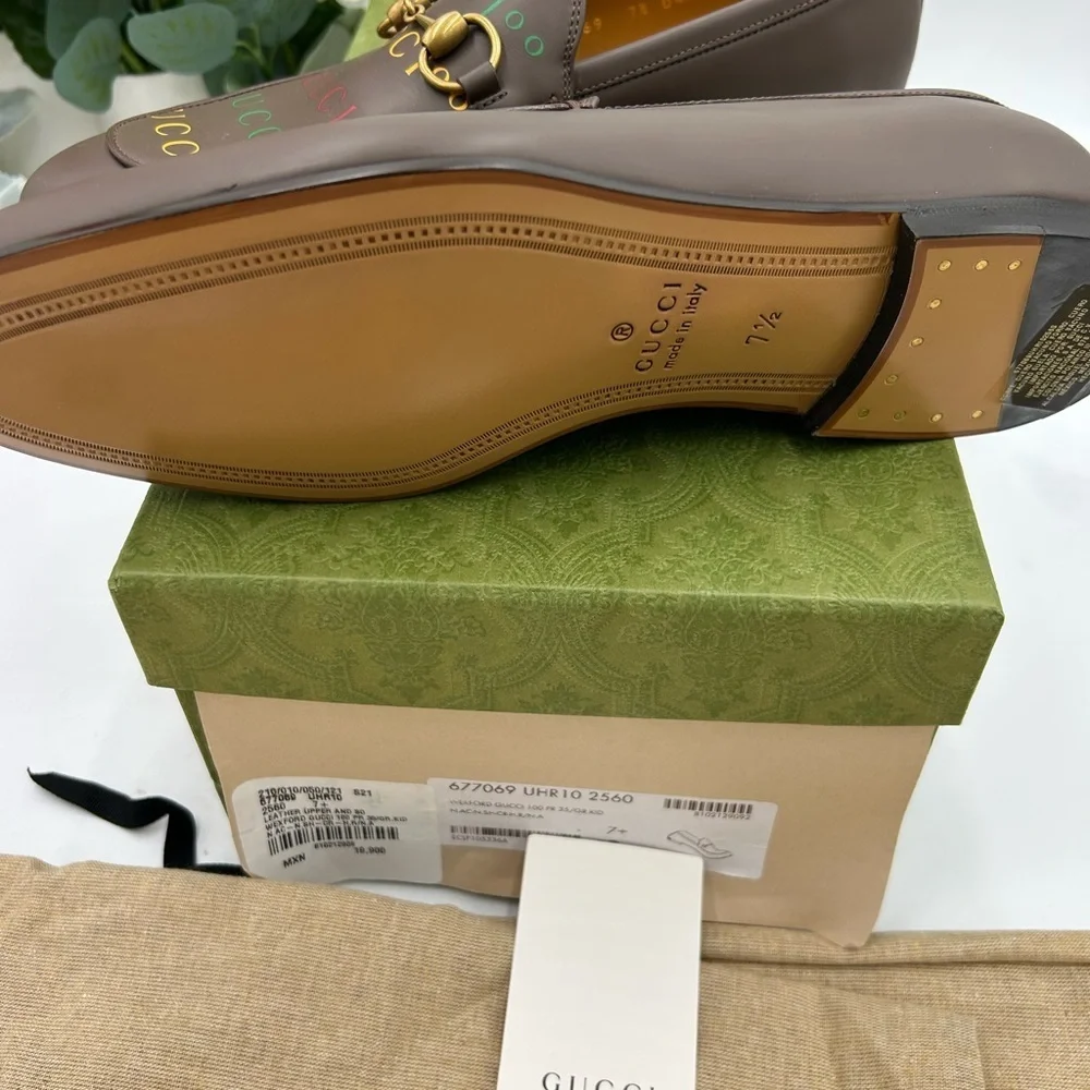 Men's Gucci JORDAAN horse bit 100th anniversary, Leather loafers 7.5 fits 8.5 US